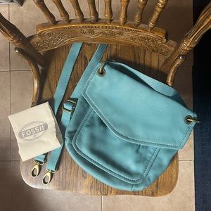 Fossil Teal Leather Shoulder/Crossbody Bag